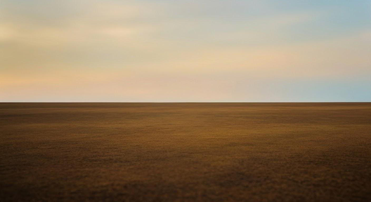 A single clean horizon line dividing soft sky tones above from grounded earth tones below